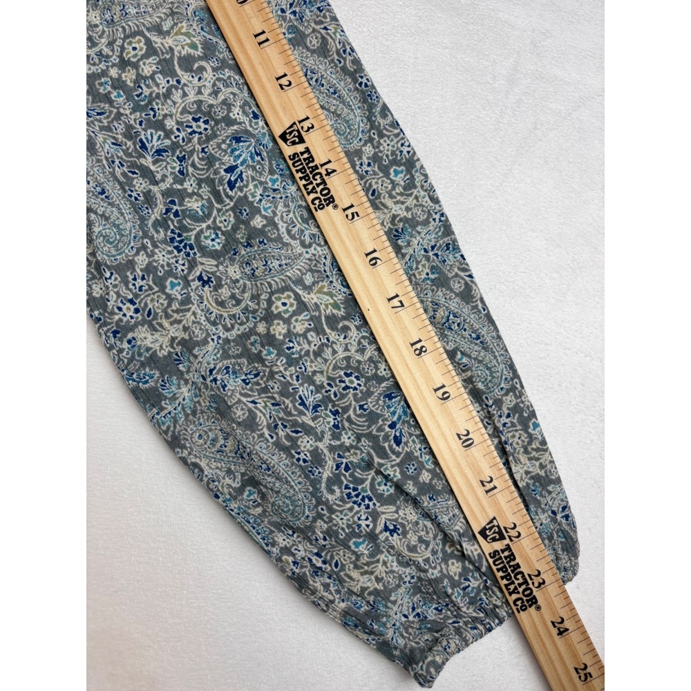 Frye Women's Small Paisley Print Long Sleeve Blouse Tie Neck Top Blue Boho New - Picture 9 of 9